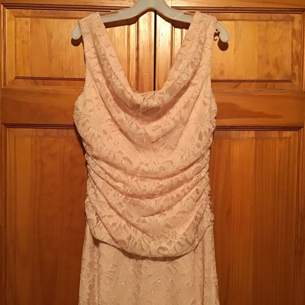 Pale pink size 8/10 full length lace with sparkle